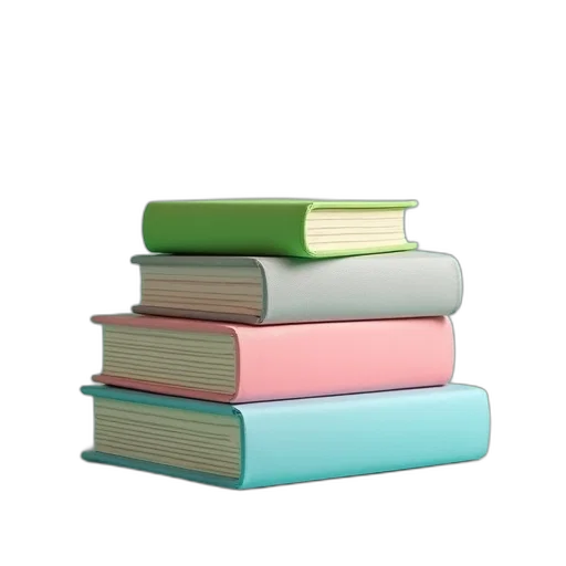 3d render, pastel, book, stack transparent PNG cut-out
