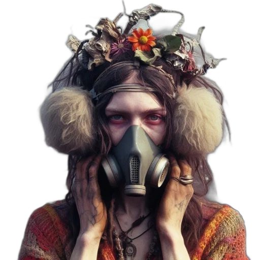 mask, face, creature, cyberpunk transparent PNG cut-out