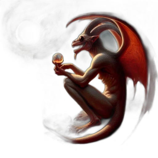 dragon, staff, creature, fantasy art transparent PNG cut-out