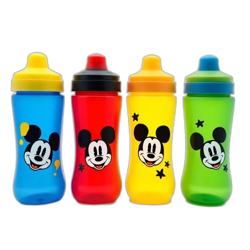 bottle, set, four, colorful transparent PNG cut-out