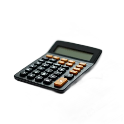 3d render, calculator, placed, top transparent PNG cut-out