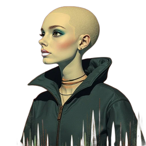 jacket, face, staff, robot transparent PNG cut-out