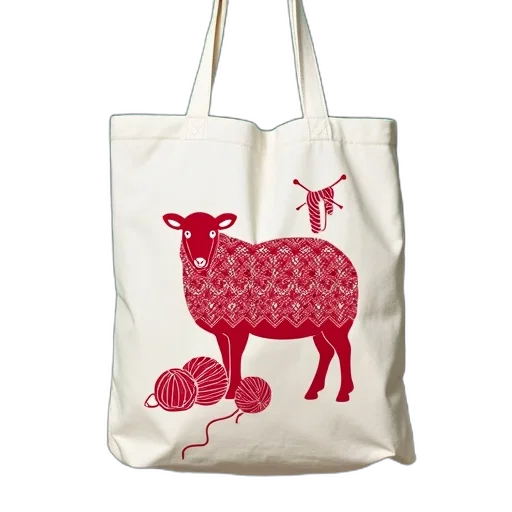white, tote, bag, red transparent PNG cut-out