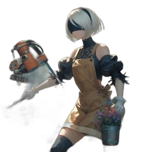 staff, robot, weapon, dress transparent PNG cut-out
