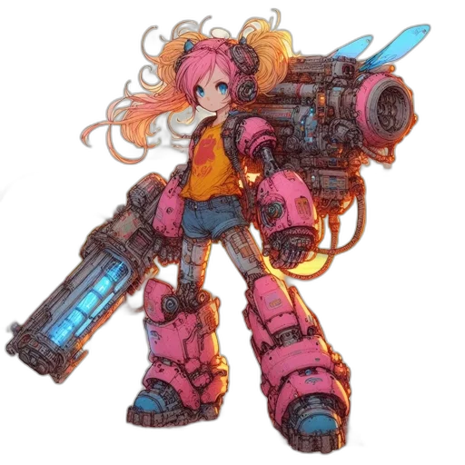 weapon, robot, concept art, pixel art transparent PNG cut-out