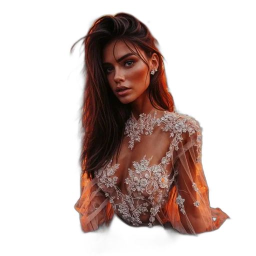 jacket, dress, hair, jewelry transparent PNG cut-out