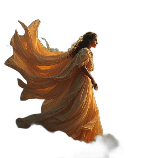 dress, dragon, hair, sword transparent PNG cut-out