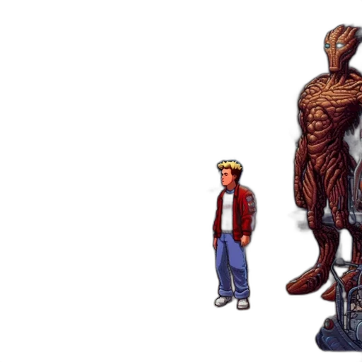 robot, creature, concept art, pixel art transparent PNG cut-out