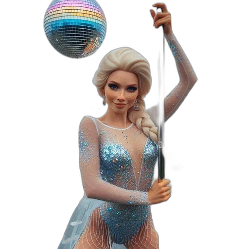 outer space, woman, sequin-covered, bodysuit transparent PNG cut-out