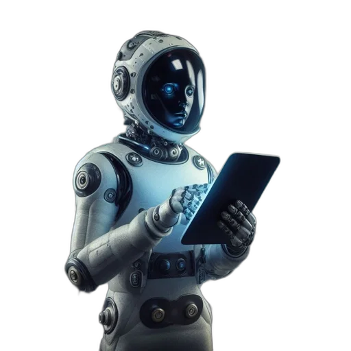 robot, concept art, humanoid, white transparent PNG cut-out