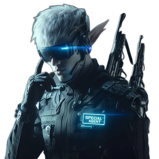 staff, weapon, robot, cyberpunk transparent PNG cut-out