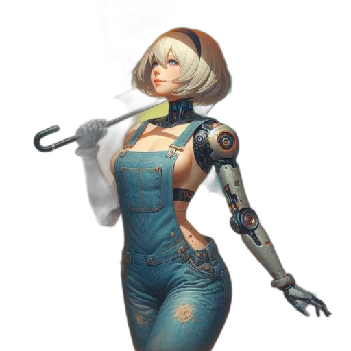 robot, staff, weapon, dress transparent PNG cut-out