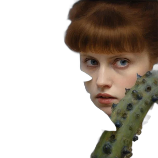 hair, creature, face, weapon transparent PNG cut-out