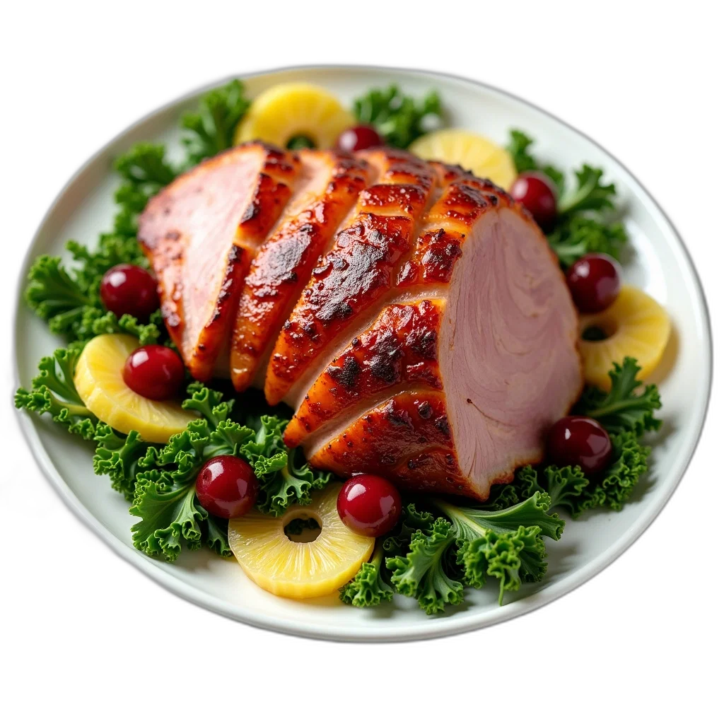 food, glazed, ham, shiny transparent PNG cut-out