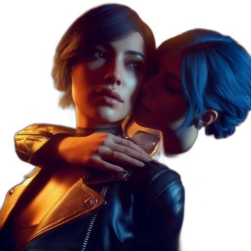 jacket, face, concept art, cyberpunk transparent PNG cut-out
