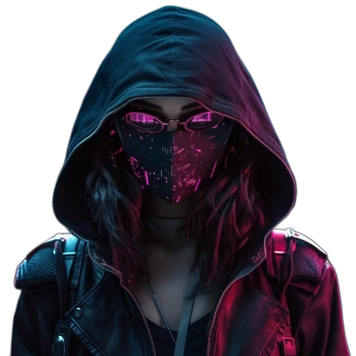 mask, jacket, face, cyberpunk transparent PNG cut-out