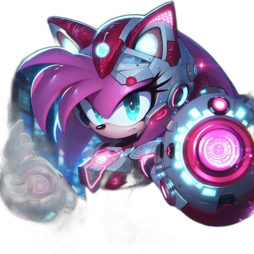 robot, staff, concept art, vaporwave transparent PNG cut-out