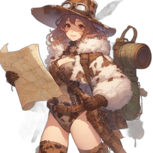 weapon, hat, staff, dress transparent PNG cut-out