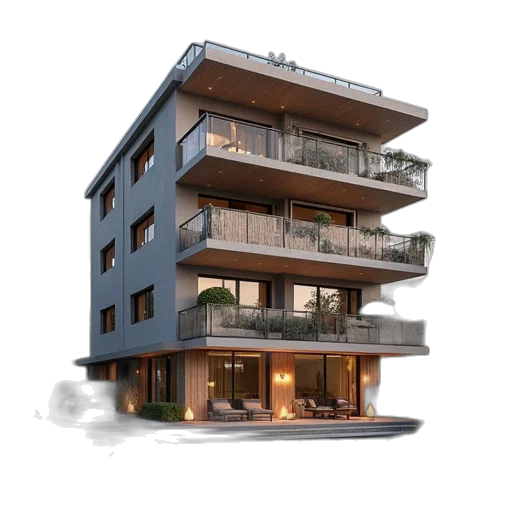 building, 3d render, photorealistic, concept art transparent PNG cut-out