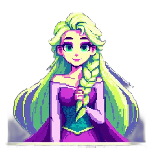 staff, dress, crown, hair transparent PNG cut-out