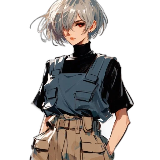 jacket, dress, staff, robot transparent PNG cut-out
