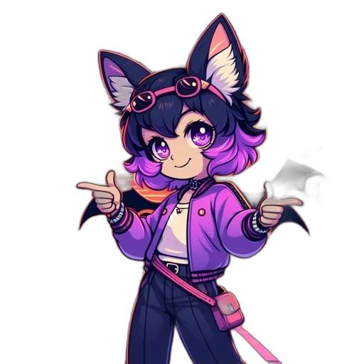 staff, vaporwave, anime, pixel art transparent PNG cut-out
