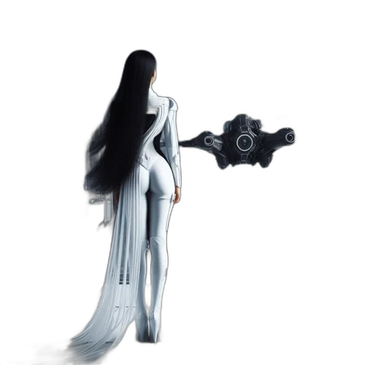 dress, robot, weapon, staff transparent PNG cut-out