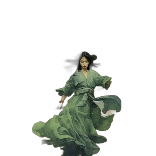 dress, staff, umbrella, dragon transparent PNG cut-out