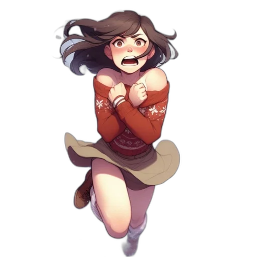 dress, creature, jacket, staff transparent PNG cut-out