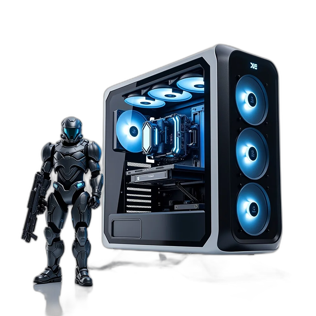 robot, 3d render, cyberpunk, concept art transparent PNG cut-out
