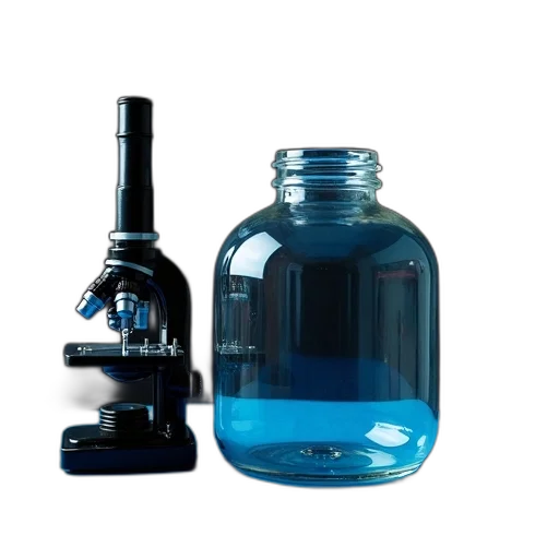bottle, 3d render, blue, microscope transparent PNG cut-out
