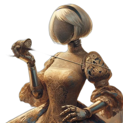 robot, staff, jewelry, dress transparent PNG cut-out