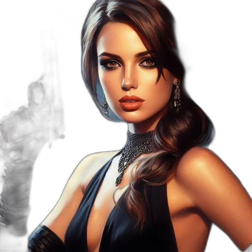 face, dress, photorealistic, comic book art transparent PNG cut-out