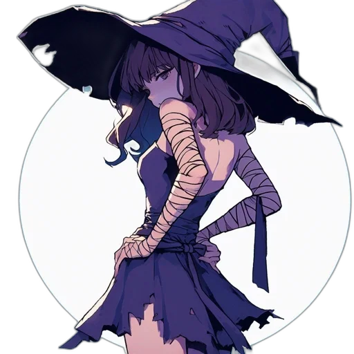 dress, staff, hat, umbrella transparent PNG cut-out