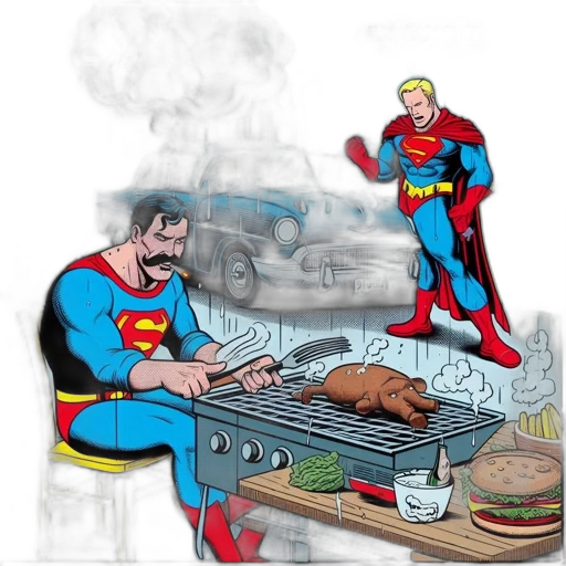 comic book art, concept art, cartoon, superman transparent PNG cut-out