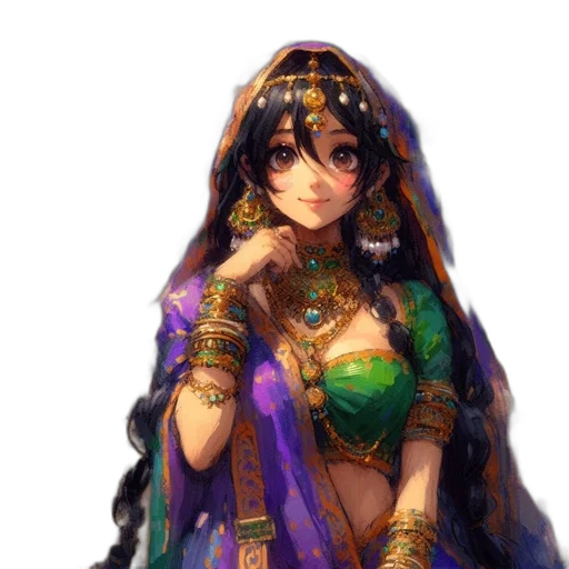 dress, jewelry, crown, staff transparent PNG cut-out