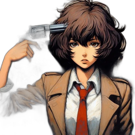 weapon, jacket, staff, face transparent PNG cut-out