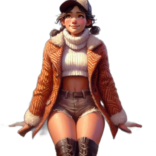 jacket, hat, staff, concept art transparent PNG cut-out