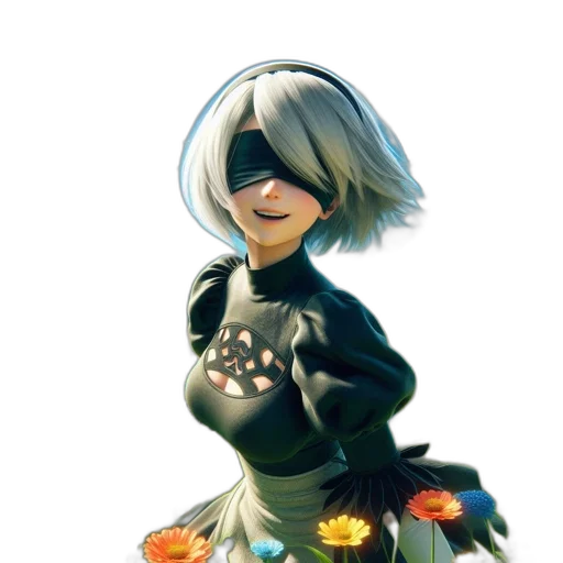 flower, jacket, mask, staff transparent PNG cut-out
