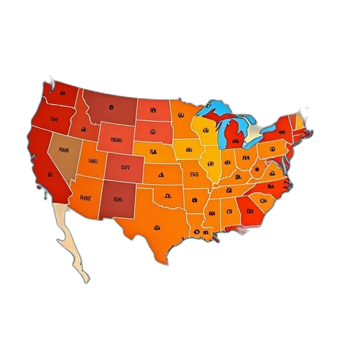 red, map, contiguous, united transparent PNG cut-out