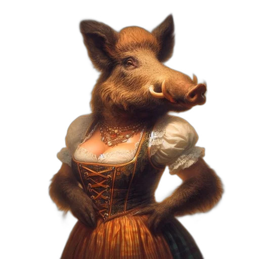 dress, animal, face, creature transparent PNG cut-out