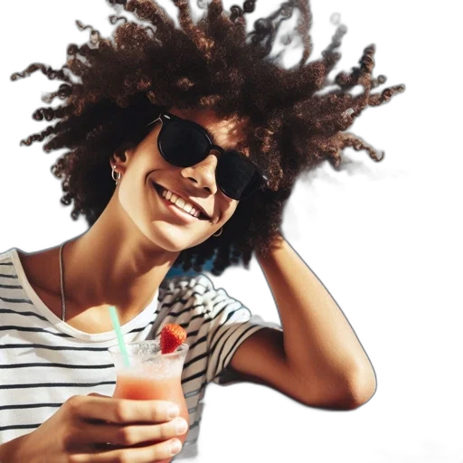 hair, hat, photorealistic, cheerful transparent PNG cut-out