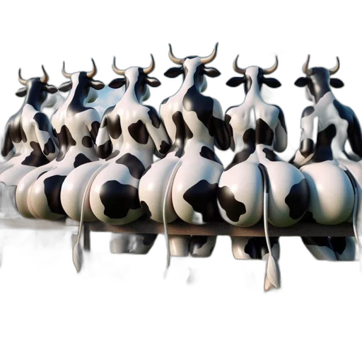 3d render, concept art, cow, figurines transparent PNG cut-out