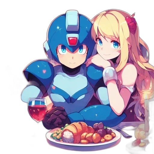 robot, food, pixel art, anime transparent PNG cut-out