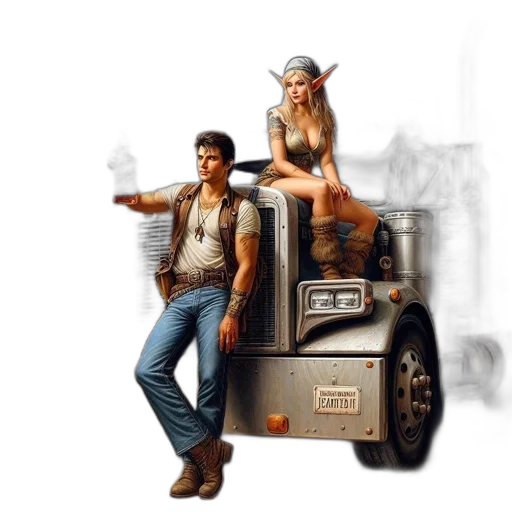 car, concept art, comic book art, photorealistic transparent PNG cut-out