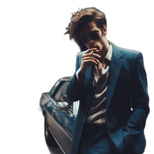 jacket, car, face, concept art transparent PNG cut-out