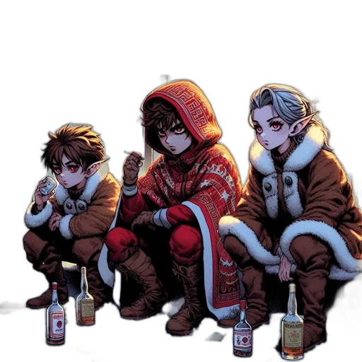 comic book art, concept art, snow, fire transparent PNG cut-out