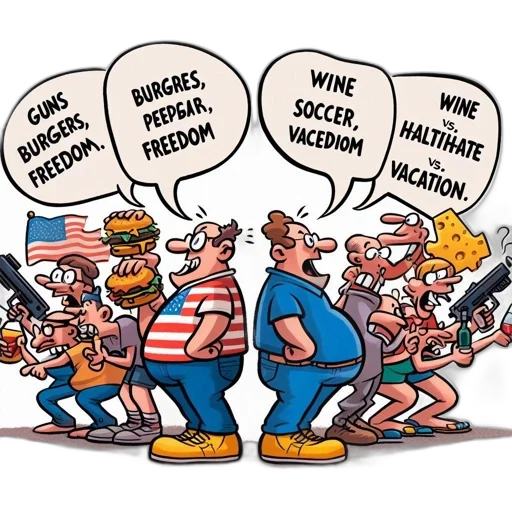 political, cartoon, juxtaposes, two transparent PNG cut-out