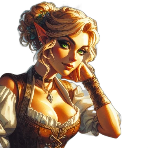 face, staff, dress, jewelry transparent PNG cut-out