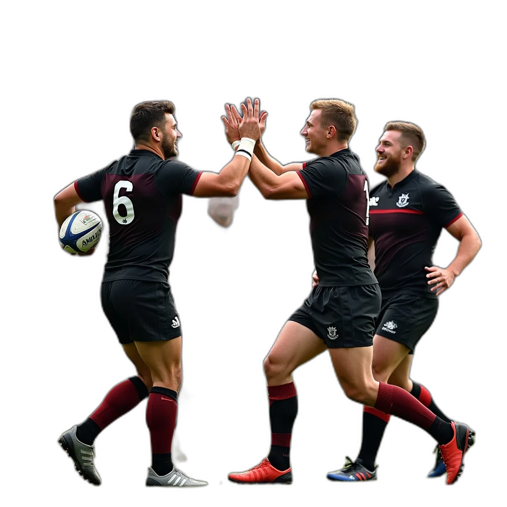 group, rugby, players, black transparent PNG cut-out
